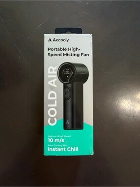 Aecooly Portable High-Speed Misting Fan - Black & Teal Packaging